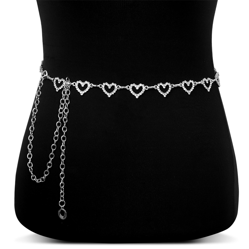 여성용 패션 라인스톤 하트 허리 체인, 조절 가능한 바 - Body Jewelry Rhinestone 리뷰 및 가격
