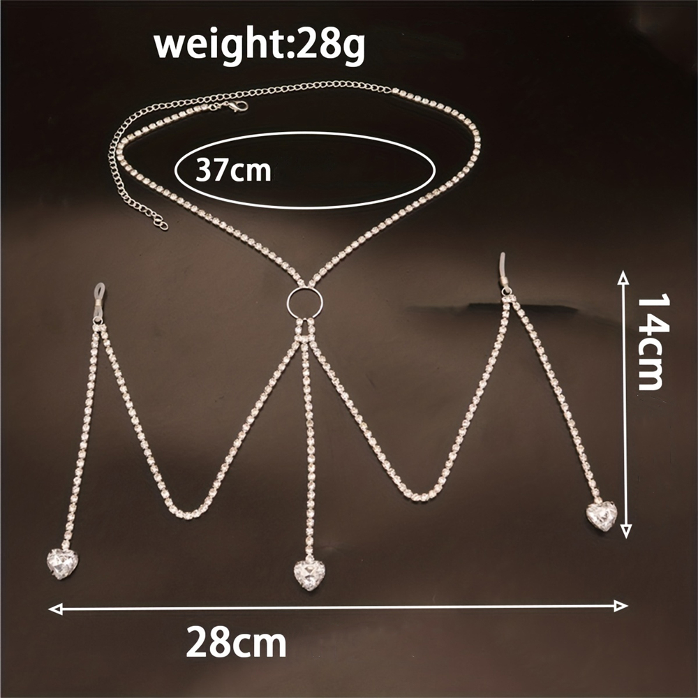 빛나는 라인스톤 물방울 하트 모양 바디 체인, 절묘한  - Body Jewelry Rhinestone 리뷰 및 가격