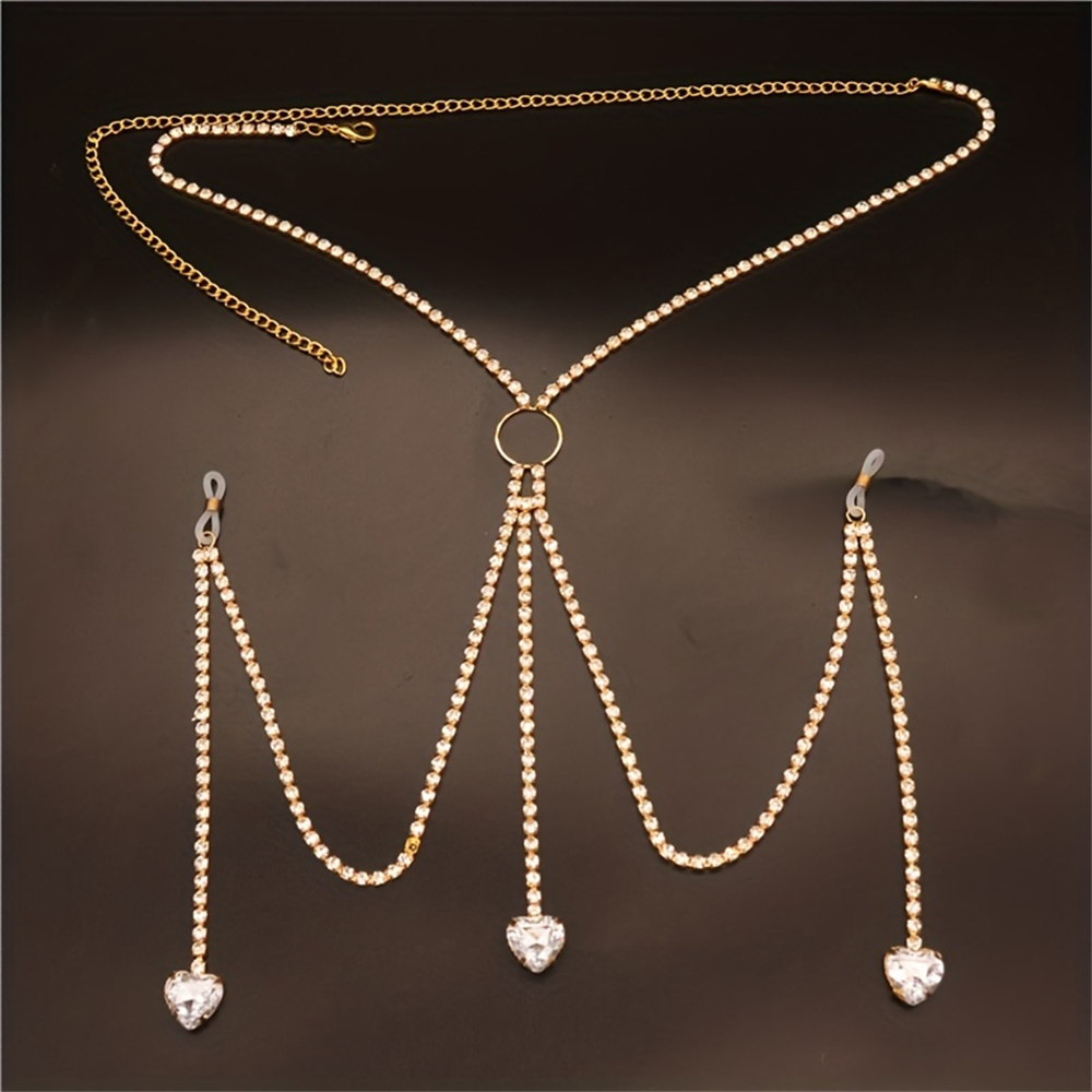 빛나는 라인스톤 물방울 하트 모양 바디 체인, 절묘한  - Body Jewelry Rhinestone 리뷰 및 가격