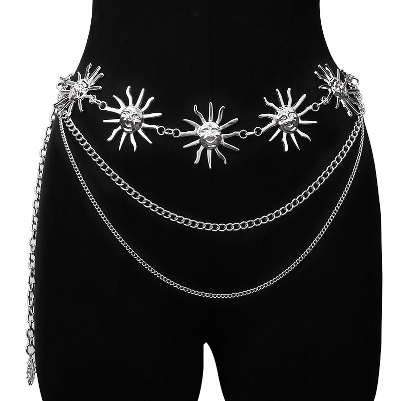 두꺼운 멀티 레이어 펑크 고딕 문 썬 허리 체인 메탈  - Body Jewelry Goth 리뷰 및 가격