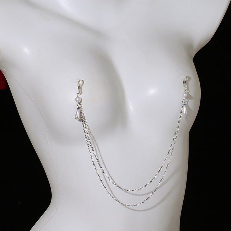 섹시한 메탈 펄 태슬 체스트 체인 여성용 트렌디 실버  - Body Jewelry Charms 리뷰 및 가격