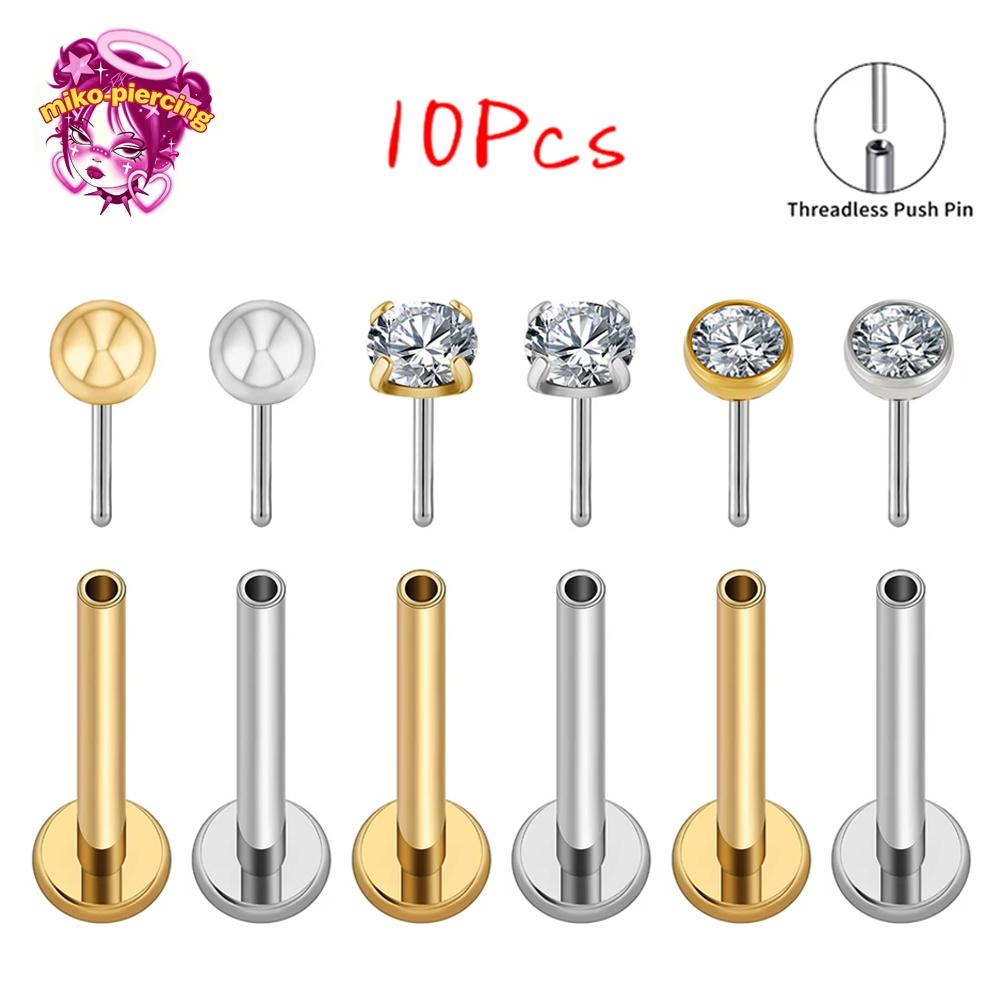 10개 ASTM F136 티타늄 20G/18G/16G  - Body Jewelry Threadless 리뷰 및 가격