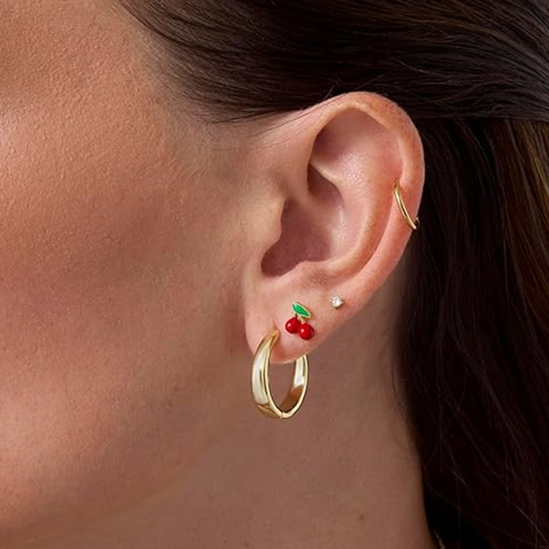 여성을위한 2pcs 연골 귀걸이 스터드 외과 강철 플랫 - Body Jewelry Flat Back 리뷰 및 가격