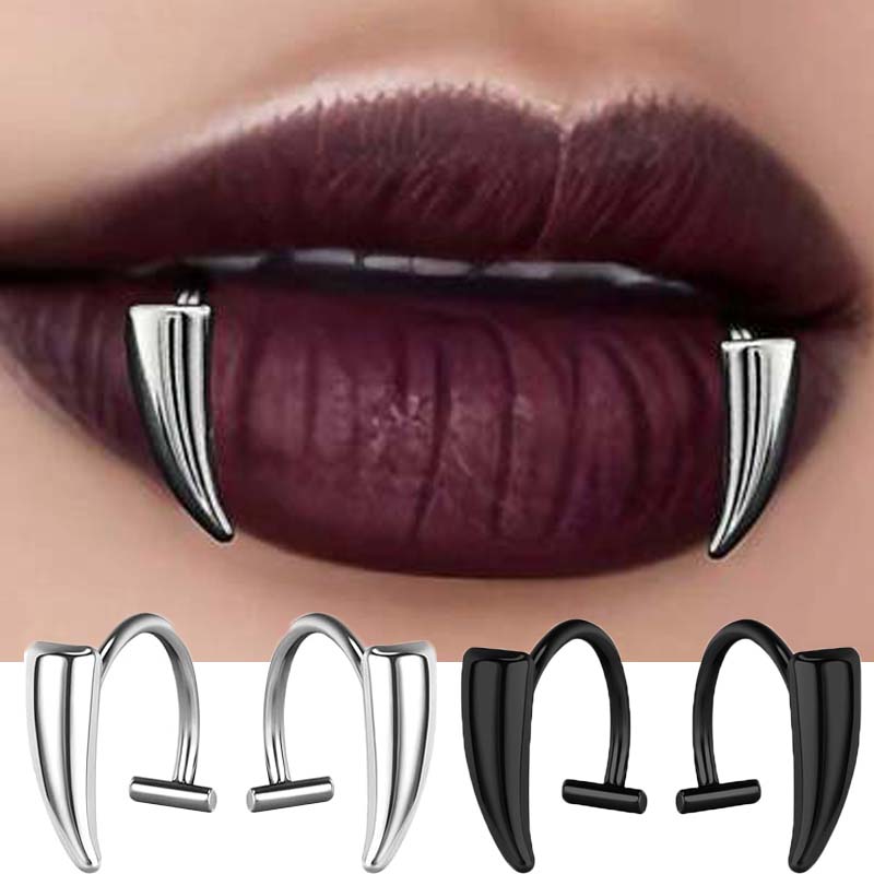 1쌍 스테인리스 스틸 개인 맞춤형 날카로운 톱니 모양  - Body Jewelry Lip Ring 리뷰 및 가격