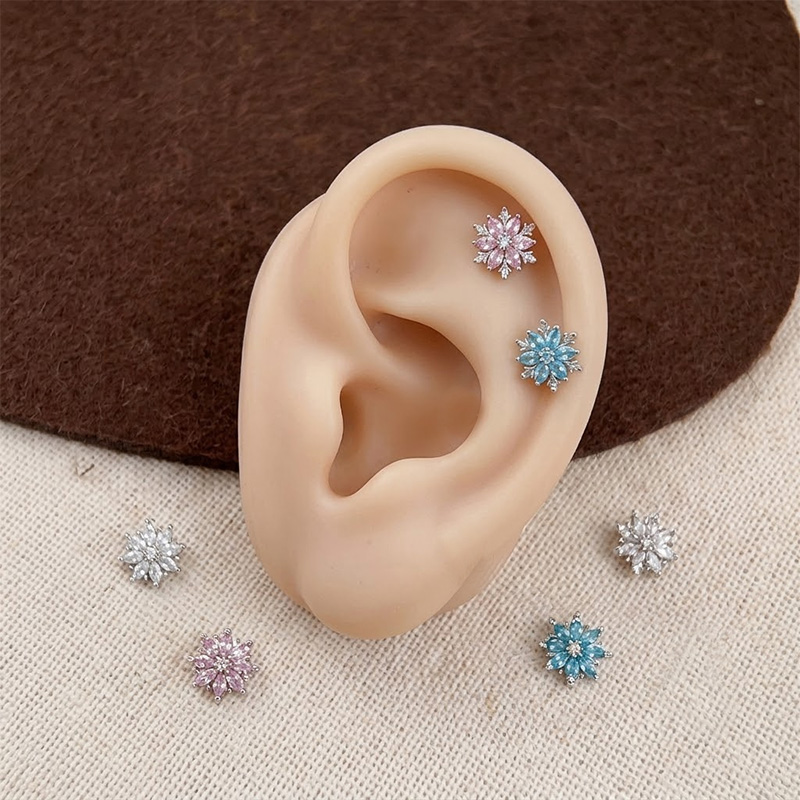 ASTM F136 티타늄 플랫 백 귀걸이 꽃 모양 연골 - Tragus Flat Back 리뷰 및 가격