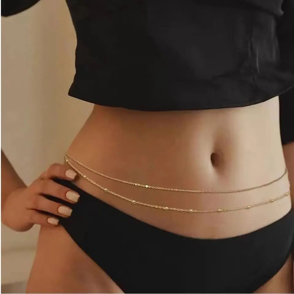 여성을위한 힙합 더블 레이어 배꼽 체인 Y2K 골드 컬 - Body Jewelry Outfit 리뷰 및 가격