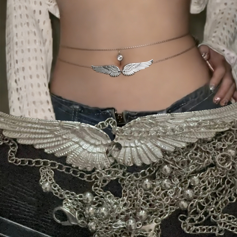 여성용 더블 레이어 날개 천사 허리 체인, 섹시한 비즈 - Body Jewelry Charms 리뷰 및 가격