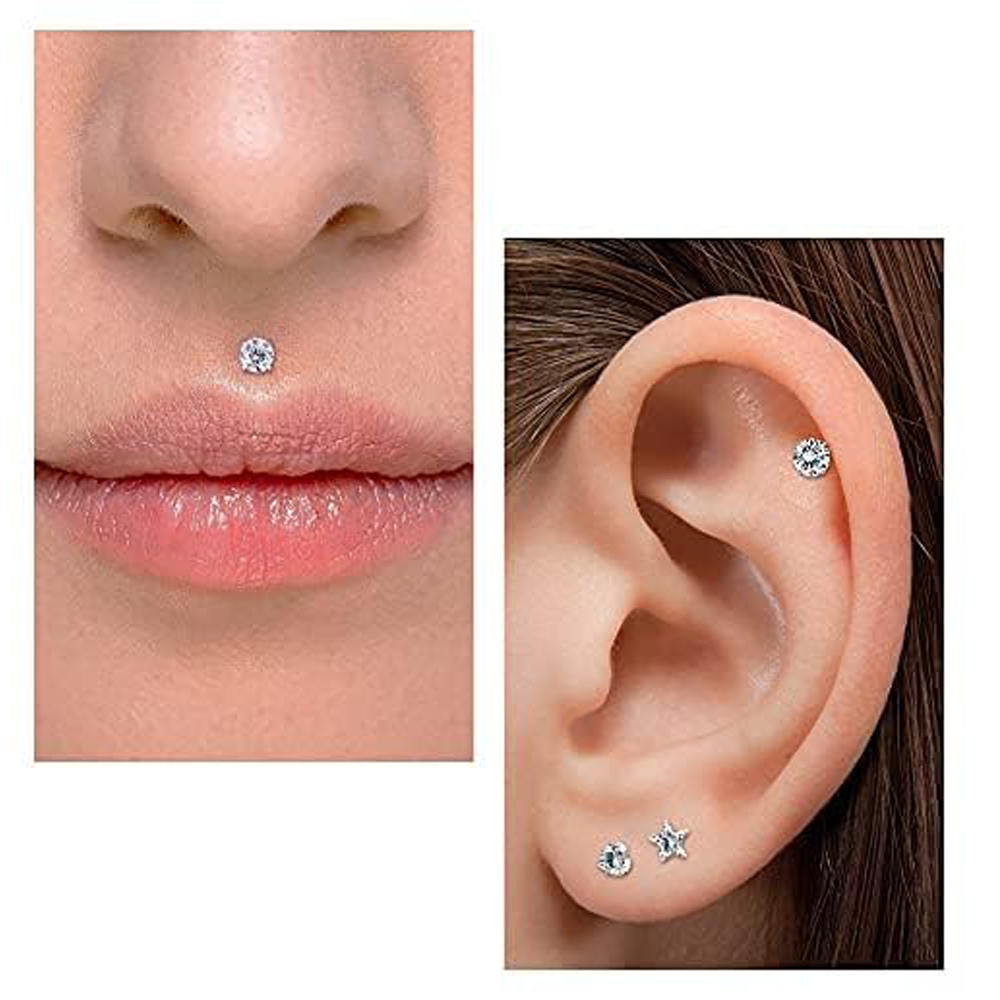 나사없는 플랫 백 귀걸이 스터드, 16G 푸시 인, 이 - Body Jewelry Threadless 리뷰 및 가격