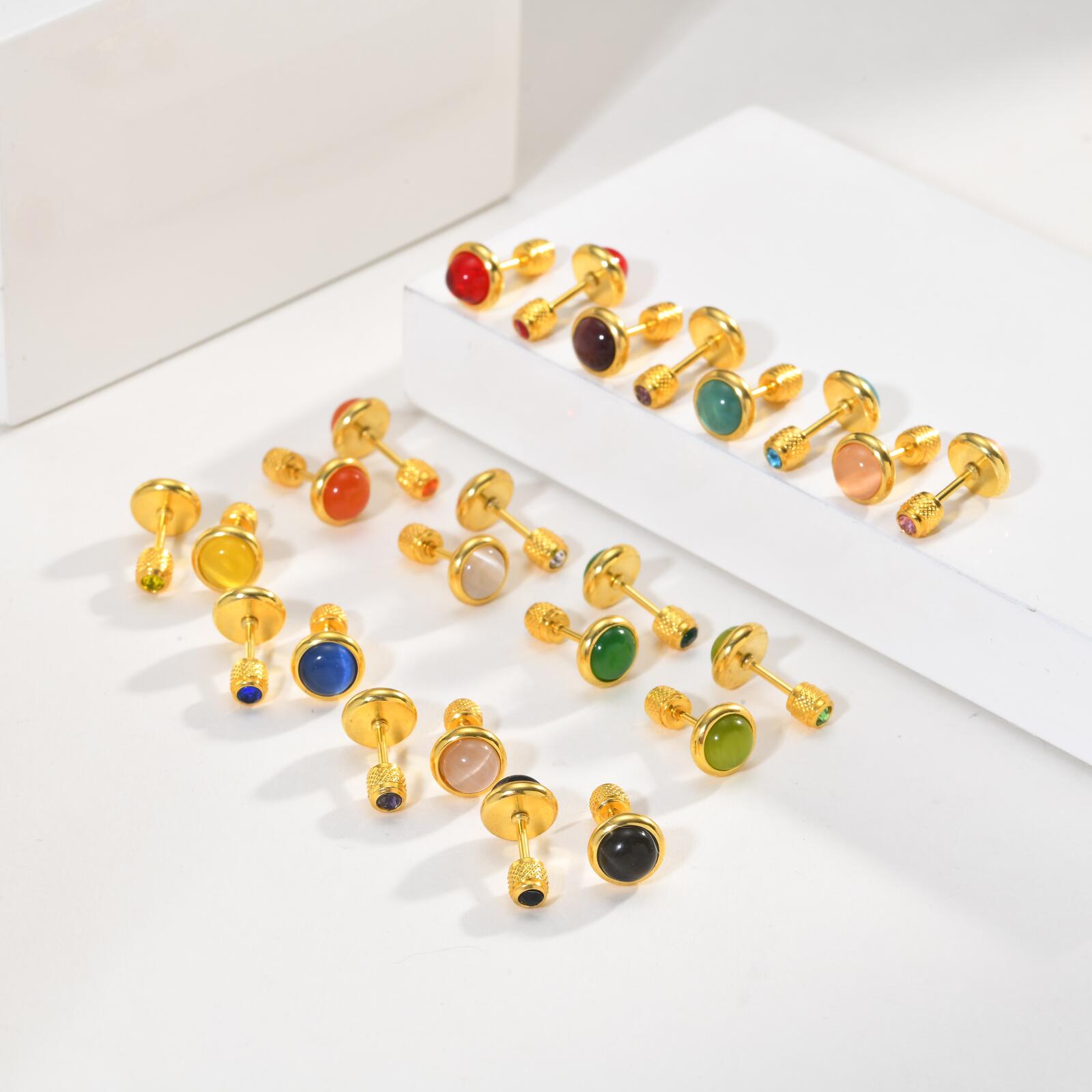 여성용 탄생석 스터드 귀걸이, 18k 금도금 스테인리스 - Body Jewelry Flat Back 리뷰 및 가격