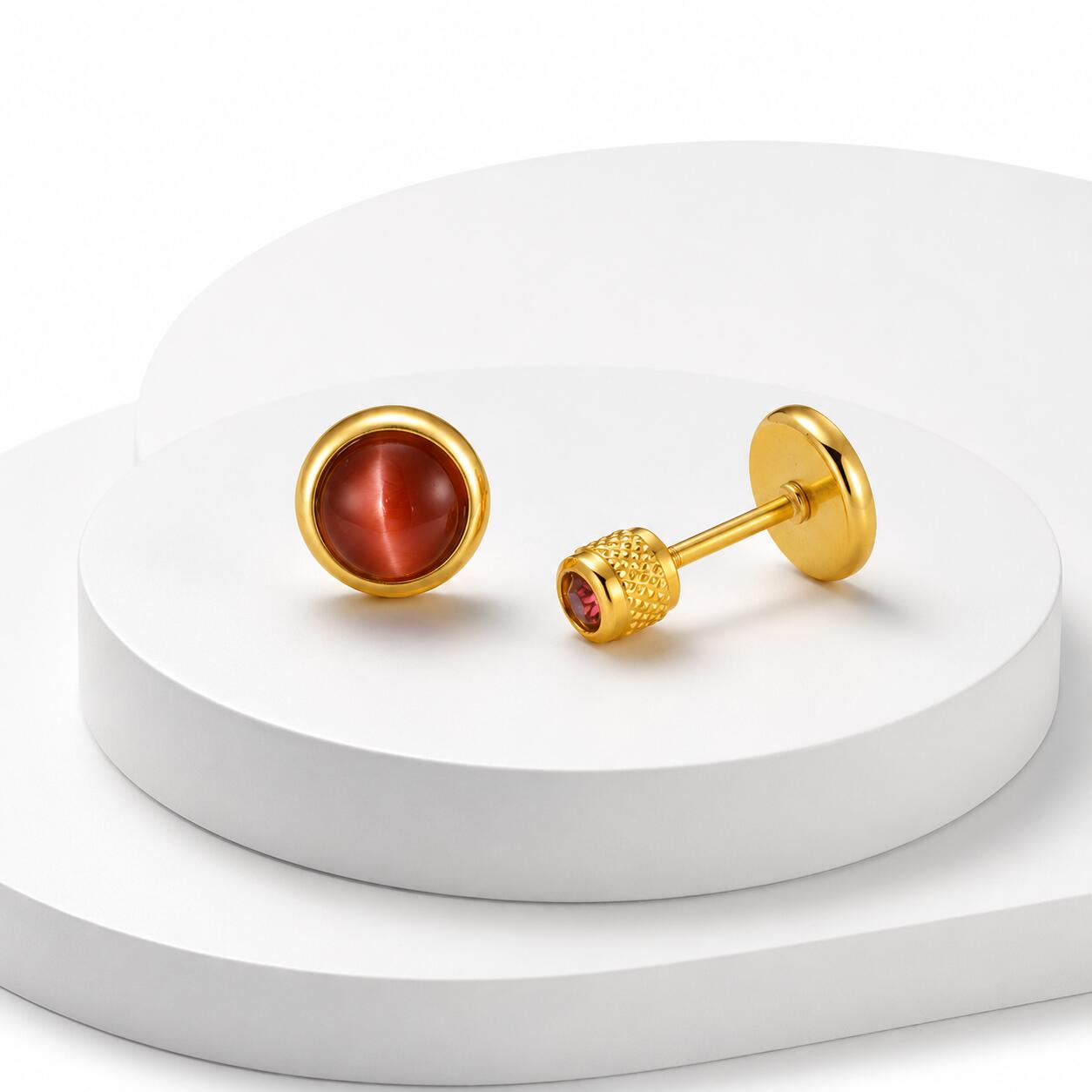여성용 탄생석 스터드 귀걸이, 18k 금도금 스테인리스 - Body Jewelry Flat Back 리뷰 및 가격