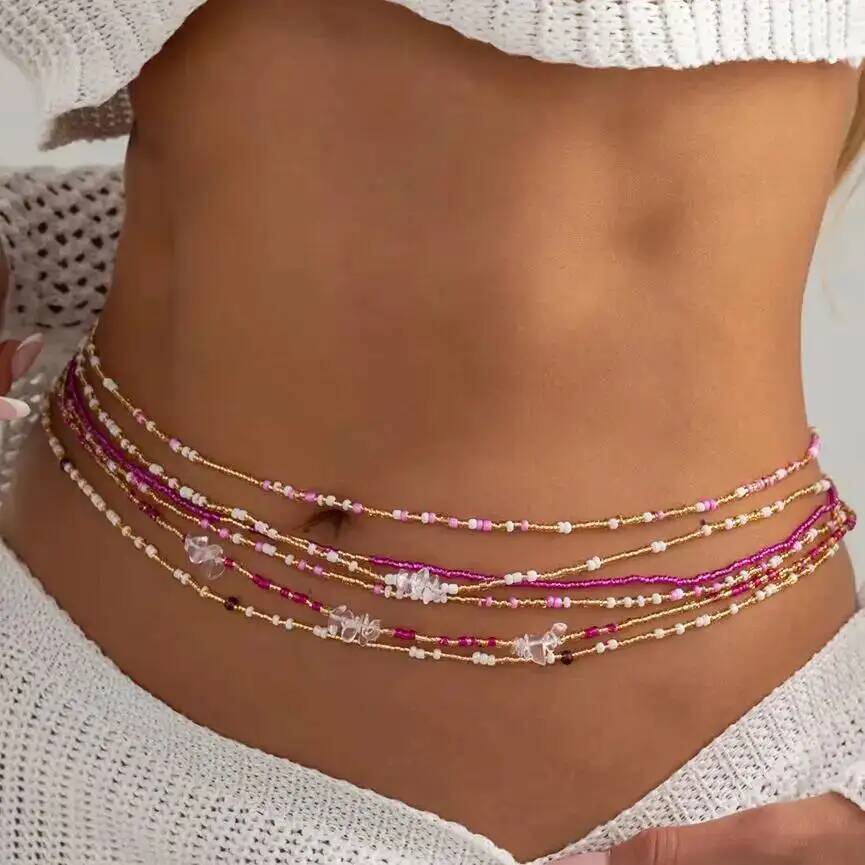 시신 6종 세트 보헤미안 스타일 화려한 쌀알 비즈 허리 - Body Jewelry Outfit 리뷰 및 가격