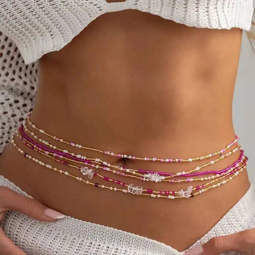 시신 6종 세트 보헤미안 스타일 화려한 쌀알 비즈 허리 - Body Jewelry Outfit 리뷰 및 가격