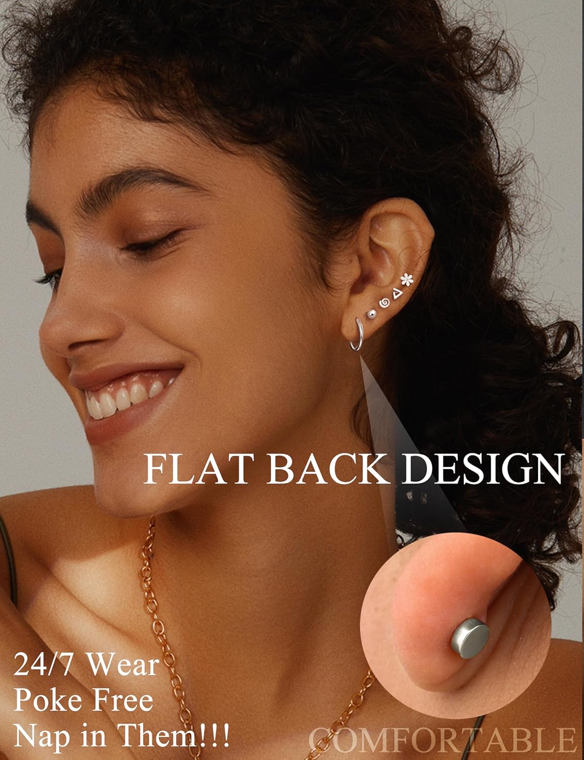 FASACCO 1쌍 외과용 스틸 플랫 백 귀걸이 여성  - Body Jewelry Flat Back 리뷰 및 가격